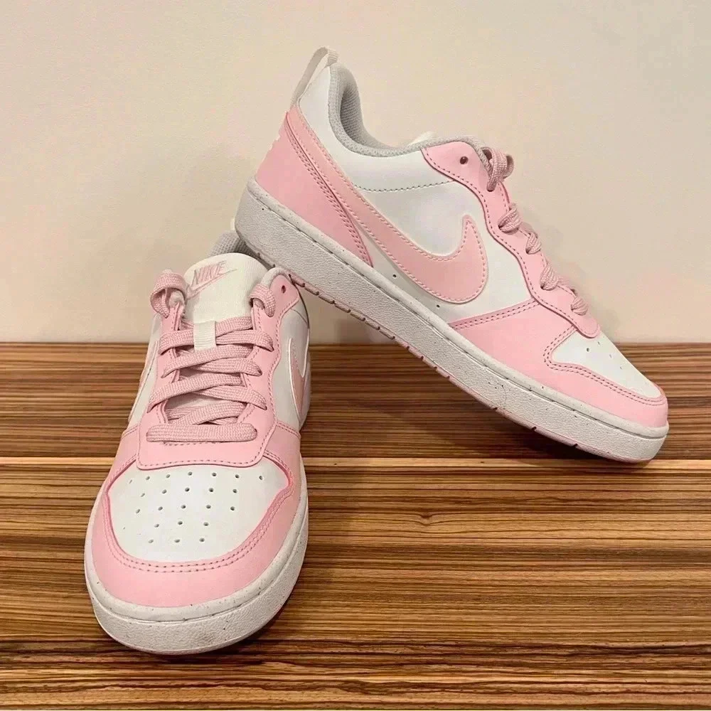NIKE | Court Low Borough Recraft | Pink White | Boys Youth 6/ Womens 7.5